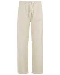Autry - Cream Cotton Jogger Pants With Embroidered Logo - Lyst