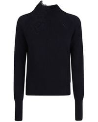 Ermanno Scervino - Cable Knit Sweater With Floral Lace Detailing - Lyst