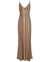 Mc2 Saint Barth - Chevron Pattern Maxi Dress With Deep V-Neck And Cr - Lyst