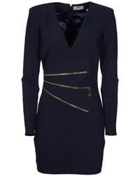 Elisabetta Franchi - Deep V-Neck Dress With Zipper Detail - Lyst