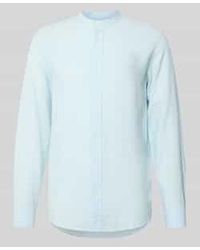 Only & Sons - Slim Fit Linnen Overhemd Met Opstaande Kraag - Lyst