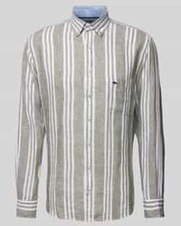 Fynch-Hatton - Slim Fit Linnen Overhemd Met Streepmotief - Lyst