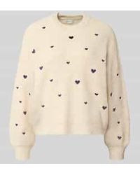 Apricot - Gebreide Pullover Met Ronde Hals En Stitchings - Lyst