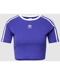 adidas Originals - Cropped T-Shirt mit Galonstreifen - Lyst