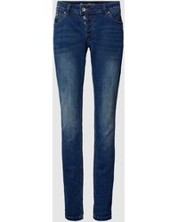 Buena Vista - Jeans im Denim-Look mit Label-Patch und Used-Look - Lyst