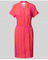 Vila - Knielanges Kleid Aus Viskose Mit Bindegürtel - Lyst