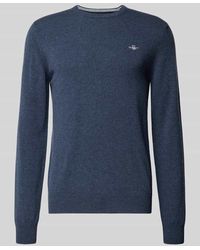GANT - Strickpullover aus reiner Lammwolle mit gerippten Abschlüssen - Lyst