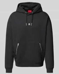 HUGO - Hoodie Van Katoenmix Met Logo-applicatie - Lyst