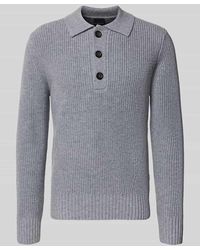 Bugatti - Strickpullover mit Umlegekragen und Knopfleiste - Lyst