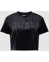 Guess - Cropped T-Shirt mit Strasssteinbesatz Modell 'COUTURE' - Lyst