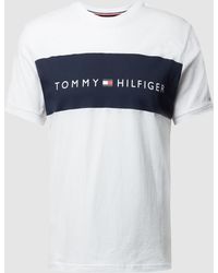 Tommy Hilfiger Lounge T-shirt Met Ronde Hals En Contrasterend Inzetstuk Op - Wit