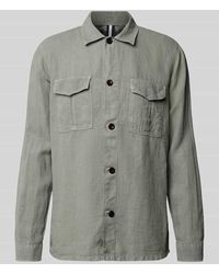 Profuomo - Leinenhemdjacke Mit Aufgesetzten Brustpattentaschen - Lyst