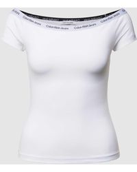 Calvin Klein - T-Shirt mit elastischem U-Boot-Ausschnitt - Lyst