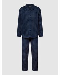 Schiesser Pyjama mit Allover-Muster - Blau