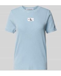 Calvin Klein - T-Shirt mit Label-Badge - Lyst