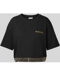 Patrizia Pepe - Cropped T-Shirt mit Label-Print und Nieten - Lyst