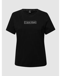 Calvin Klein T-Shirt mit Label-Stickereien - Schwarz