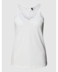 Vero Moda Top mit Spitzenbesatz Modell 'ANA' - Weiß