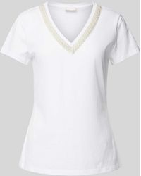 Liu Jo - T-shirt Met Kralen En V-hals - Lyst