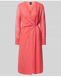BOSS - Knielanges Kleid aus Viskose-Leinen-Mix Modell 'Dosala' - Lyst
