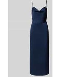 Vila - Midi-Jurk Van Satijn Met Cascadehals, Model 'Ravenna' - Lyst