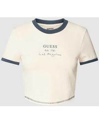 Guess - Cropped T-Shirt mit Statement-Print Modell 'SIGNATURE CROP TEE' - Lyst