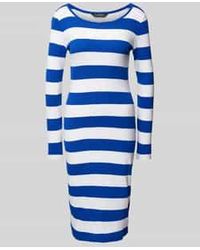 Ralph Lauren - Knielange Jurk Met Geribde Ronde Hals - Lyst