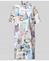 Marc Cain - Knielanges Kleid mit Allover-Motiv-Print - Lyst