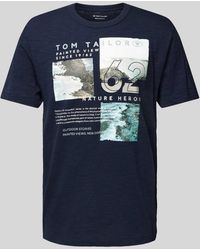 Tom Tailor - T-shirt Met Motief- En Labelprint - Lyst