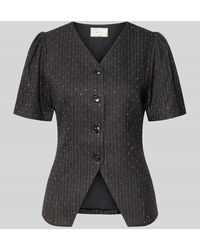 Neo Noir - Slim Fit Bluse mit V-Ausschnitt und Puffärmeln Modell 'Jules' - Lyst