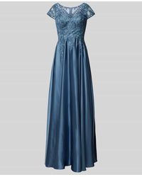 Luxuar - Tailliertes Abendkleid Mit Spitzen- Und Ziersteinbesatz - Lyst