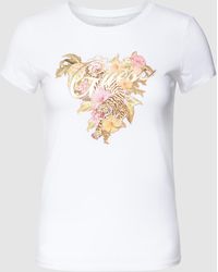 Guess T-Shirt mit Logo-Print Modell 'HIBISCUS' - Weiß