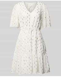 Apricot - Knielange Jurk Met V-hals - Lyst