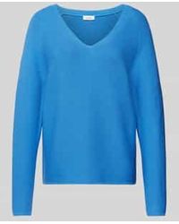 S.oliver - Comfort Fit Gebreide Pullover Van Katoenmix Met V-hals - Lyst