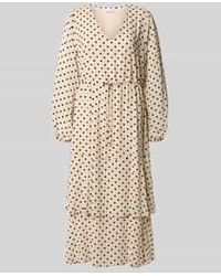 Comma, - Midi-Jurk Met V-Hals - Lyst