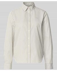 GANT - Hemdbluse mit Logo-Stitching und abgerundetem Saum - Lyst