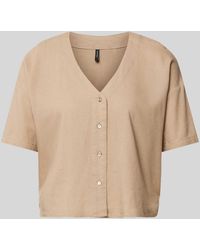 Vero Moda - Bluse mit V-Ausschnitt aus Viskose-Leinen-Mix Modell 'JESMILO' - Lyst