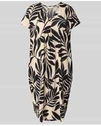 Freequent - Knielange Jurk Met V-Hals, Model 'Floi' - Lyst