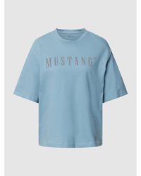 Mustang T-Shirt mit Label-Print Modell 'Aline' - Blau