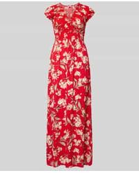 Apricot - Maxi-Jurk Van Viscose Met V-Hals En Smokdetails - Lyst