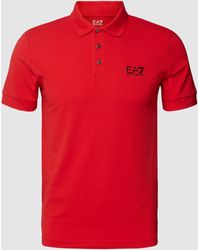 EA7 Poloshirt mit Label-Print - Rot