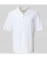 WOOD WOOD - Regular Fit Linnen Overhemd Met Resortkraag, Model 'Aaron' - Lyst