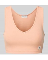 Calvin Klein - Bralette Mit Label-Patch Und V-Ausschnitt - Lyst