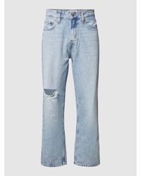 Calvin Klein Relaxed Fit Jeans aus Baumwolle im Destroyed-Look - Blau