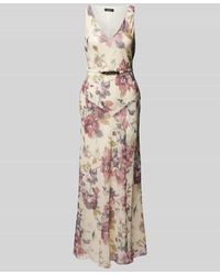 Lauren by Ralph Lauren - Abendkleid mit floralem Muster und Gürtel - Lyst
