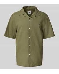 WOOD WOOD - Regular Fit Linnen Overhemd Met Resortkraag, Model 'Aaron' - Lyst