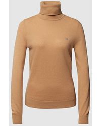 GANT - Rollkragenpullover Aus Leinen-Mix Mit Logo-Stitching - Lyst