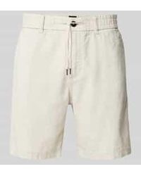 BOSS - Tapered Fit Korte Linnen Broek Met Elastische Band - Lyst