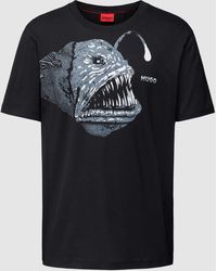 HUGO - T-shirt Met Motief- En Labelprint - Lyst