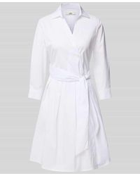 0039 Italy - Knielanges Hemdblusenkleid Mit Bindegürtel Modell 'Jule' - Lyst